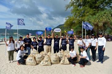 The Upcycling Oceans Thailand team on a beach in Phuket